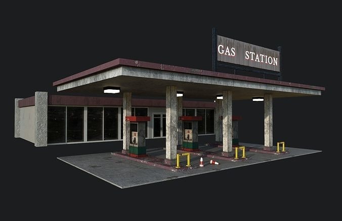 Gas Station Low-poly 3D model