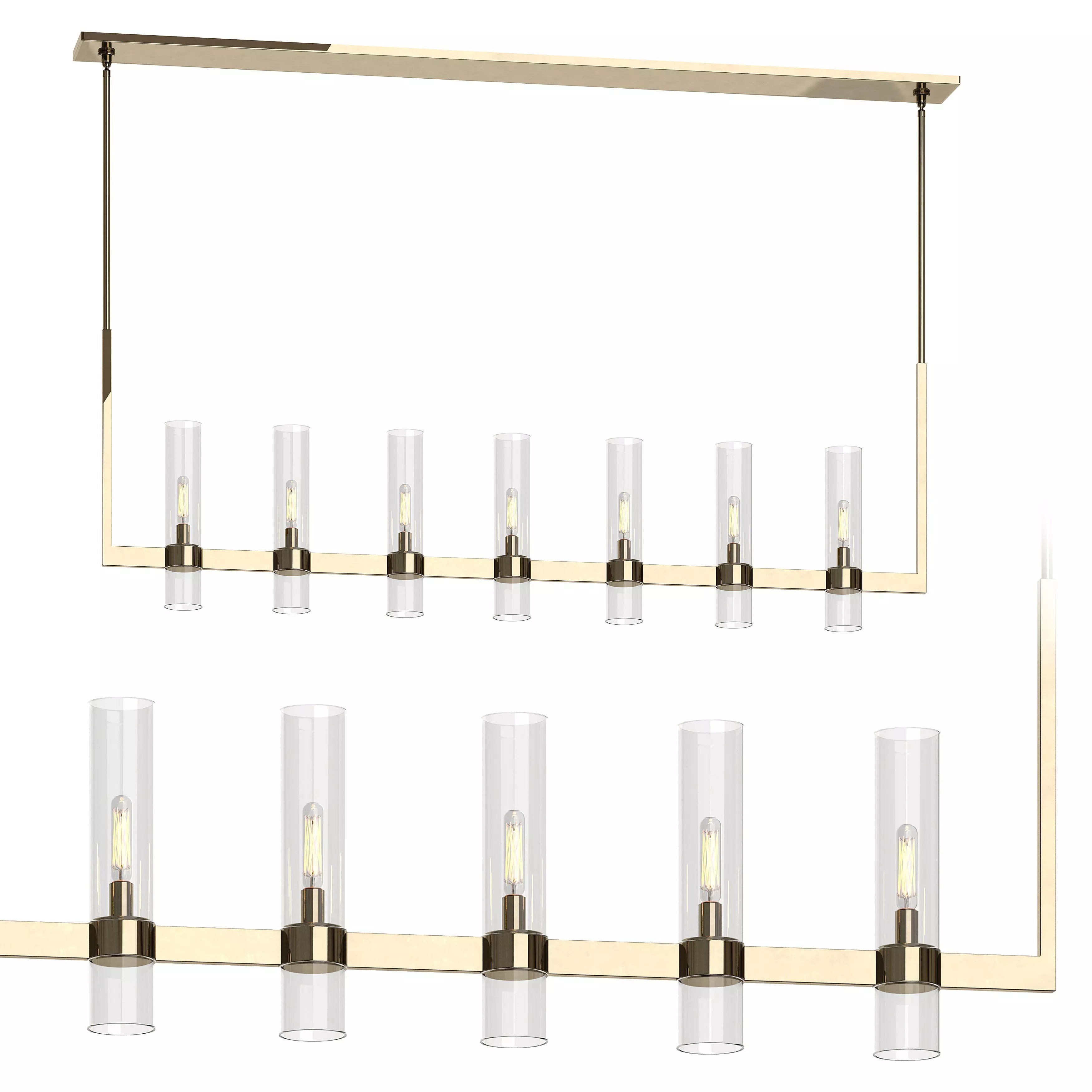RESTORATION HARDWARE RAVELLE LINEAR CHANDELIER Polished Nickel 3D model