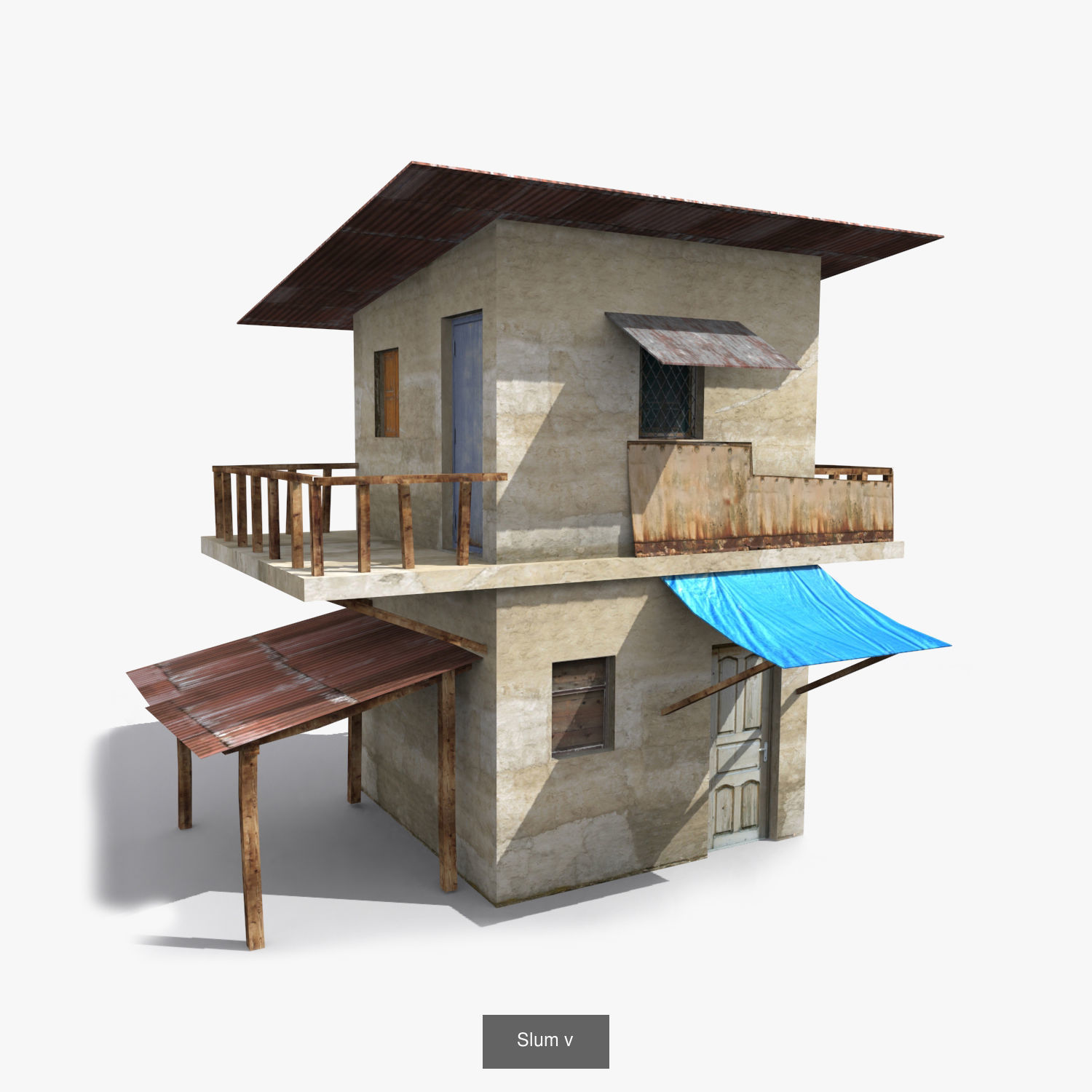 Arab Collection old building with tarp on roof _10