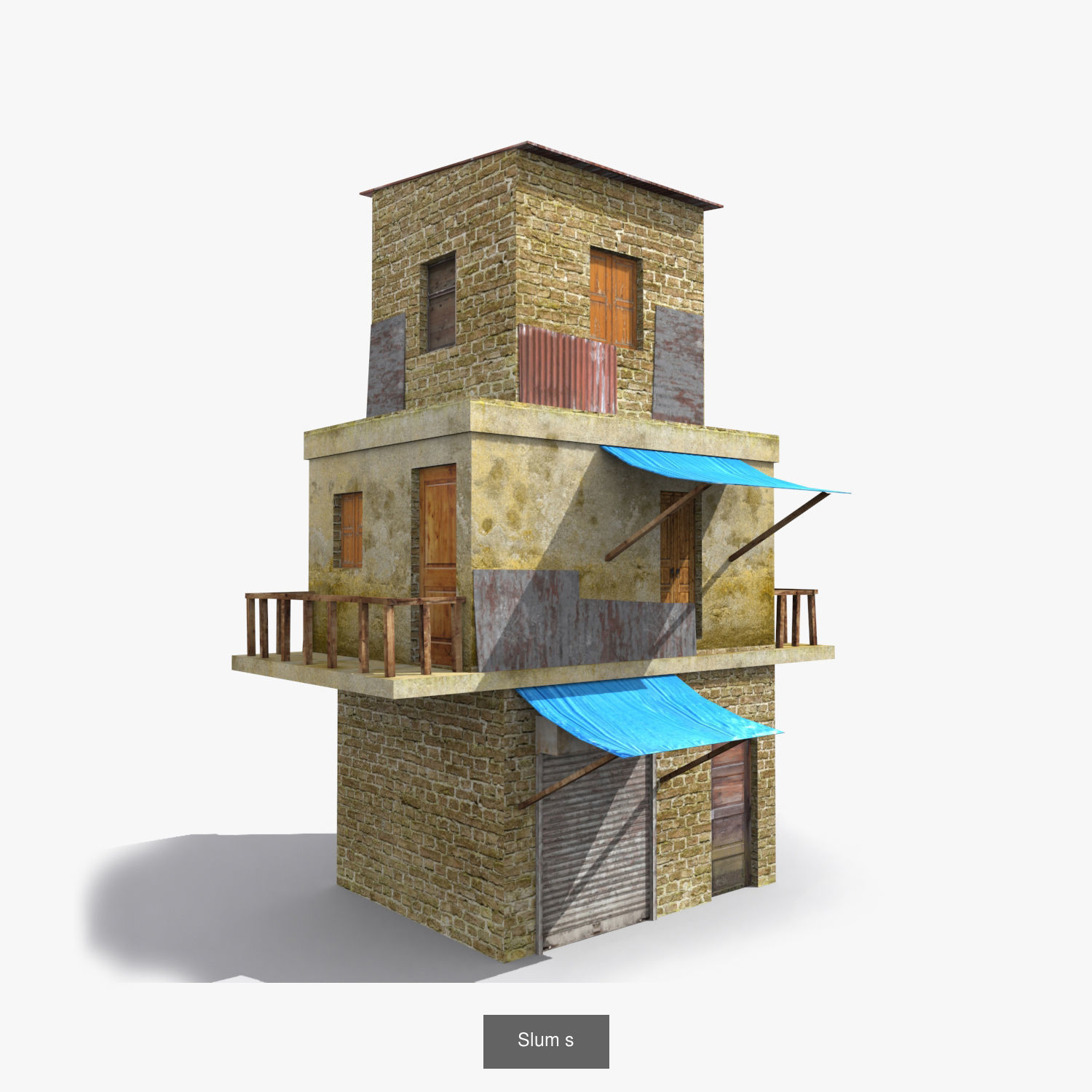 Arab Collection old building with tarp on roof _1