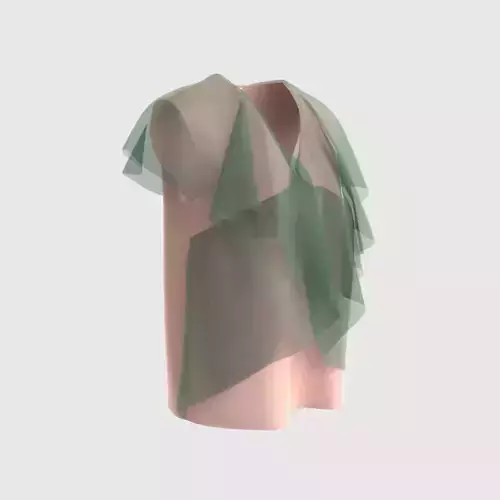 WOMEN TOP WITH RUFFLES MARVELOUS DESIGNER 3D model