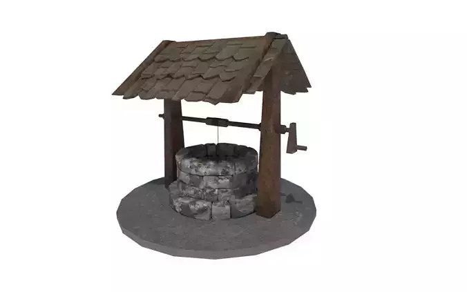old 3D Stone Well Vintage Well Low-poly