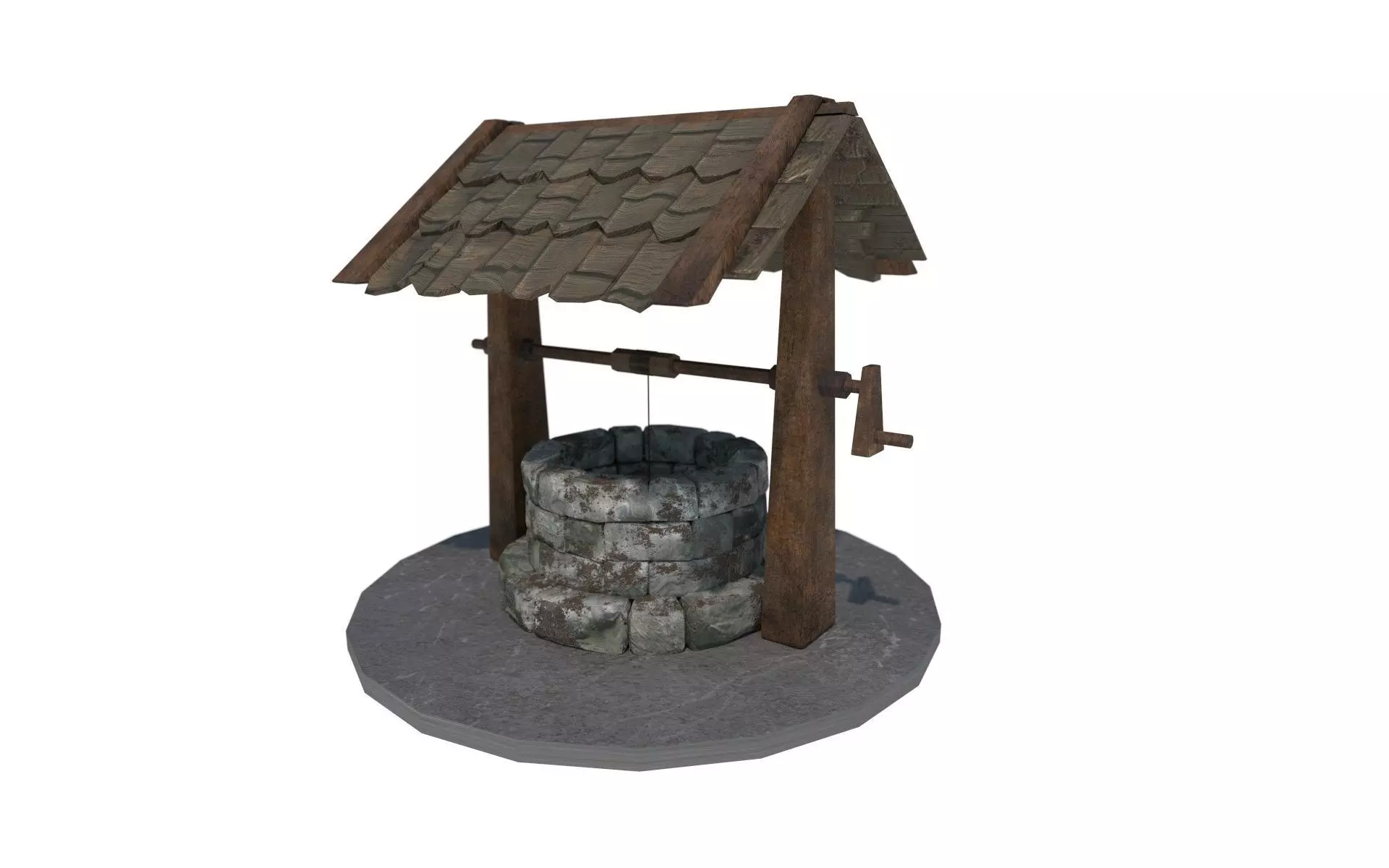 old 3D Stone Well Vintage Well Low-poly 3D model_0