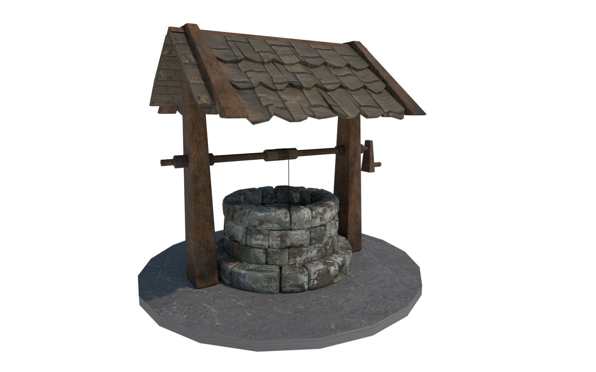 old 3D Stone Well Vintage Well Low-poly 3D model_1