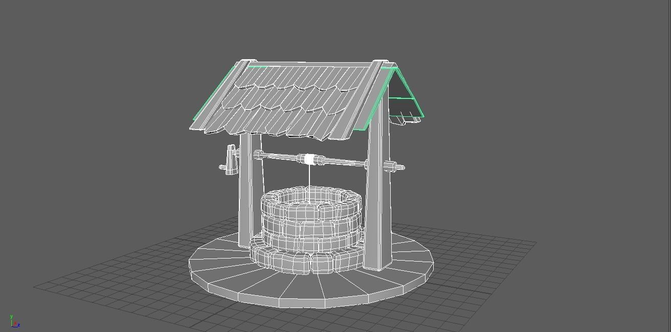 old 3D Stone Well Vintage Well Low-poly 3D model_8