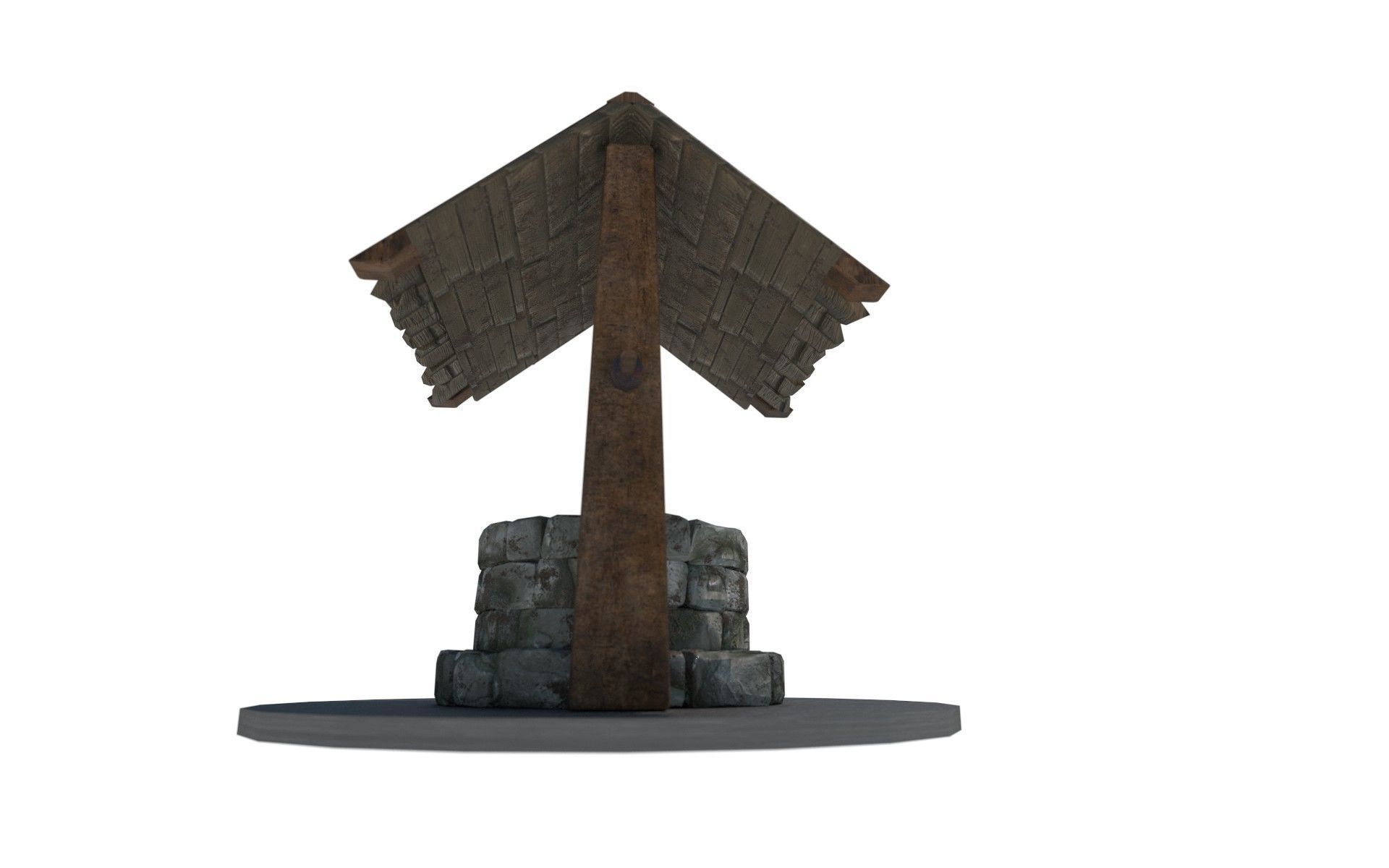 old 3D Stone Well Vintage Well Low-poly 3D model_5