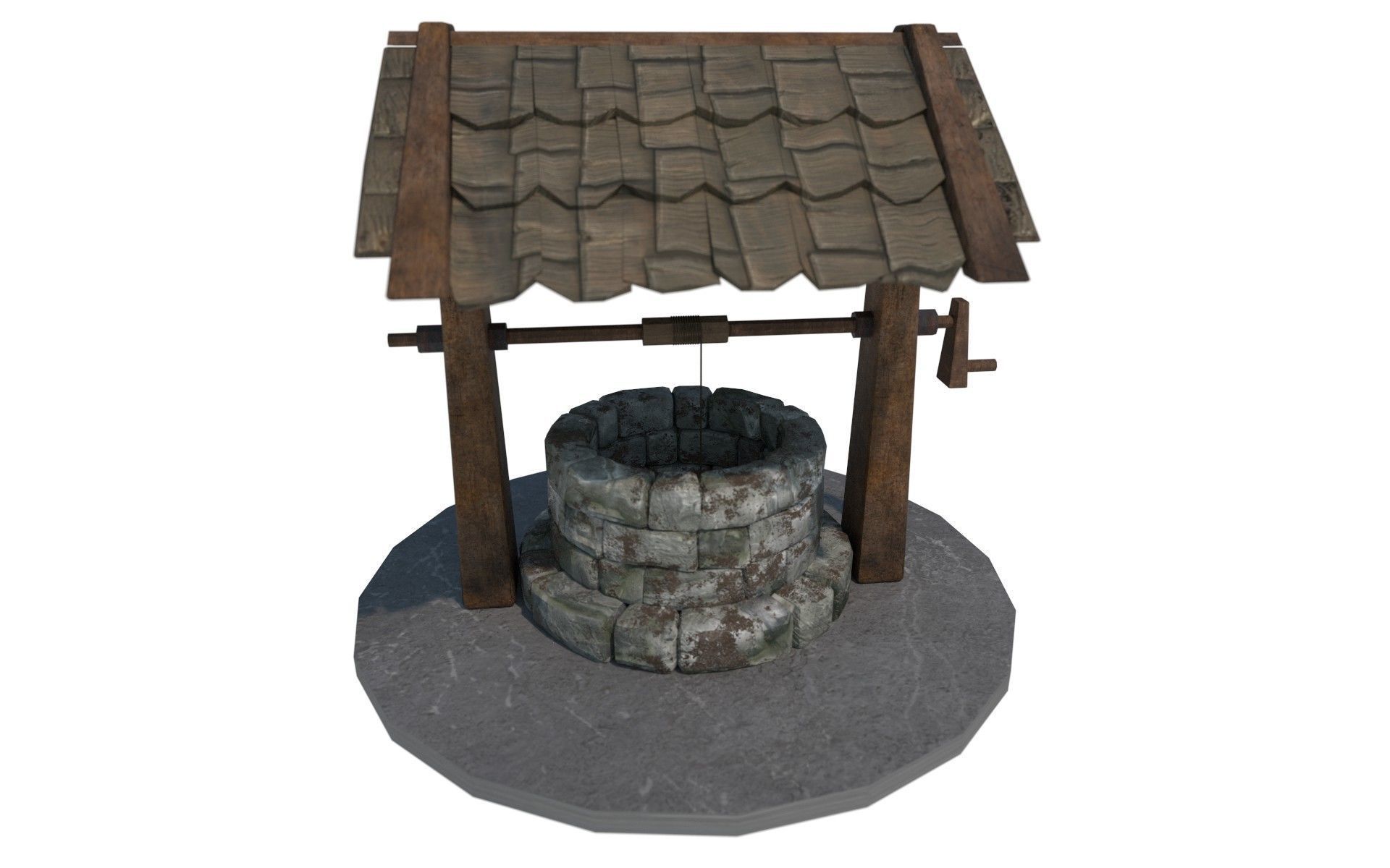 old 3D Stone Well Vintage Well Low-poly 3D model_3