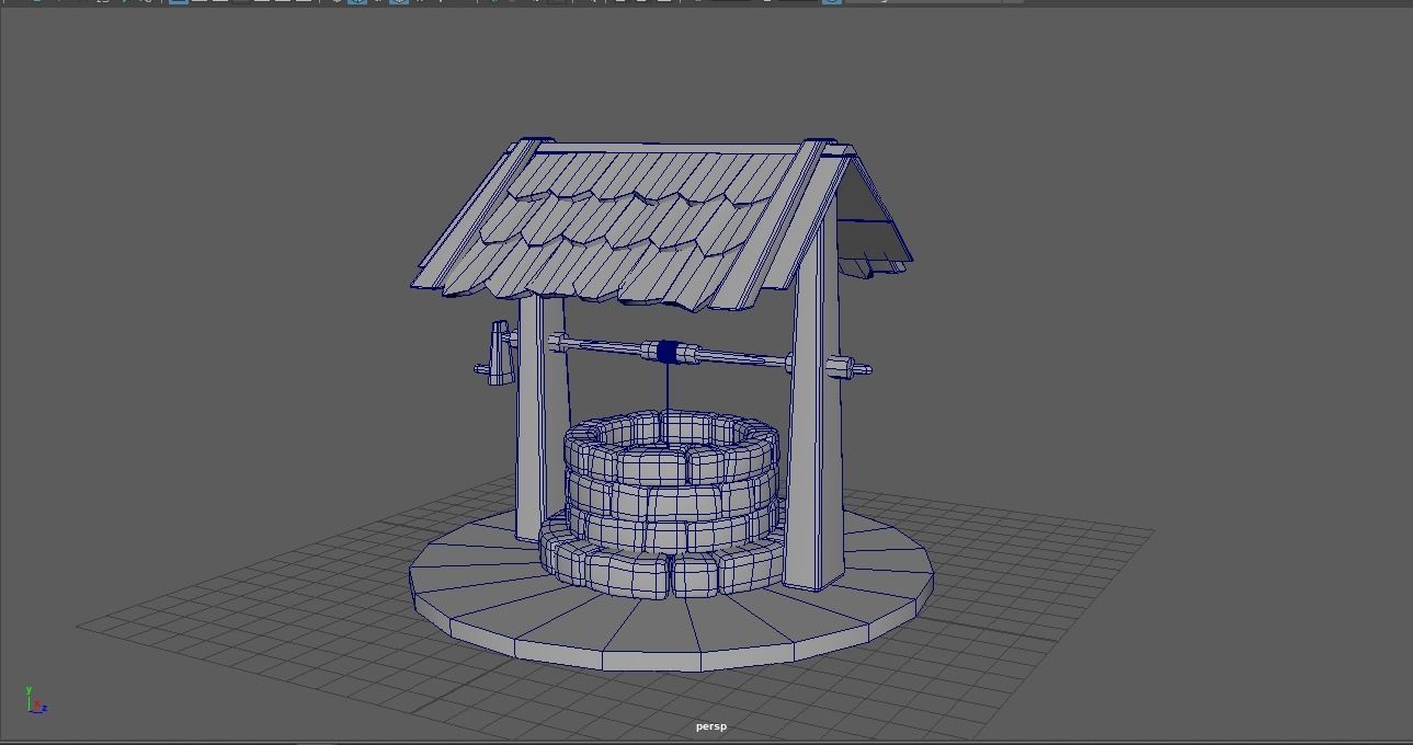 old 3D Stone Well Vintage Well Low-poly 3D model_7