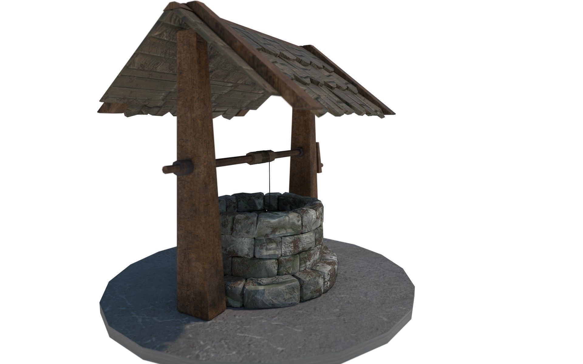 old 3D Stone Well Vintage Well Low-poly 3D model_2