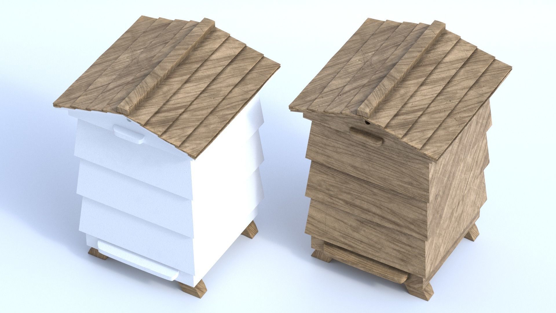 Wooden Beehive 3D model_1