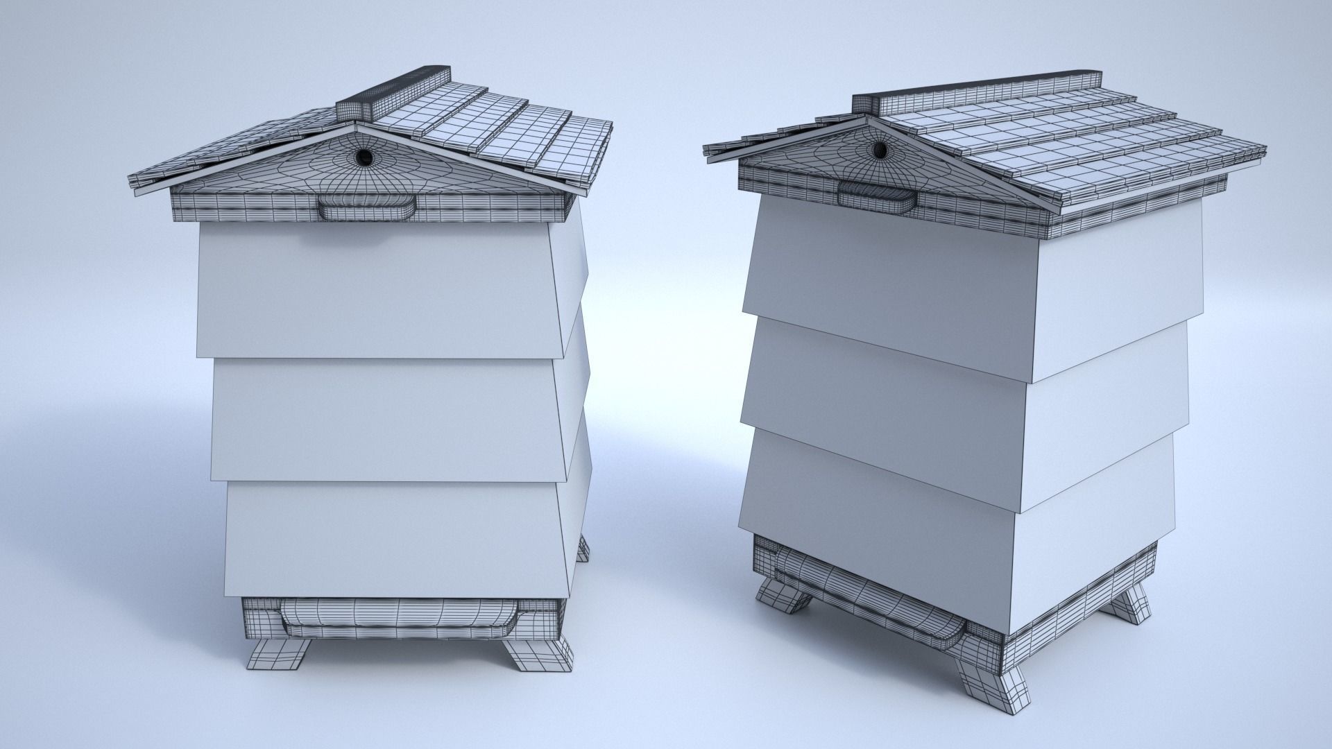 Wooden Beehive 3D model_6