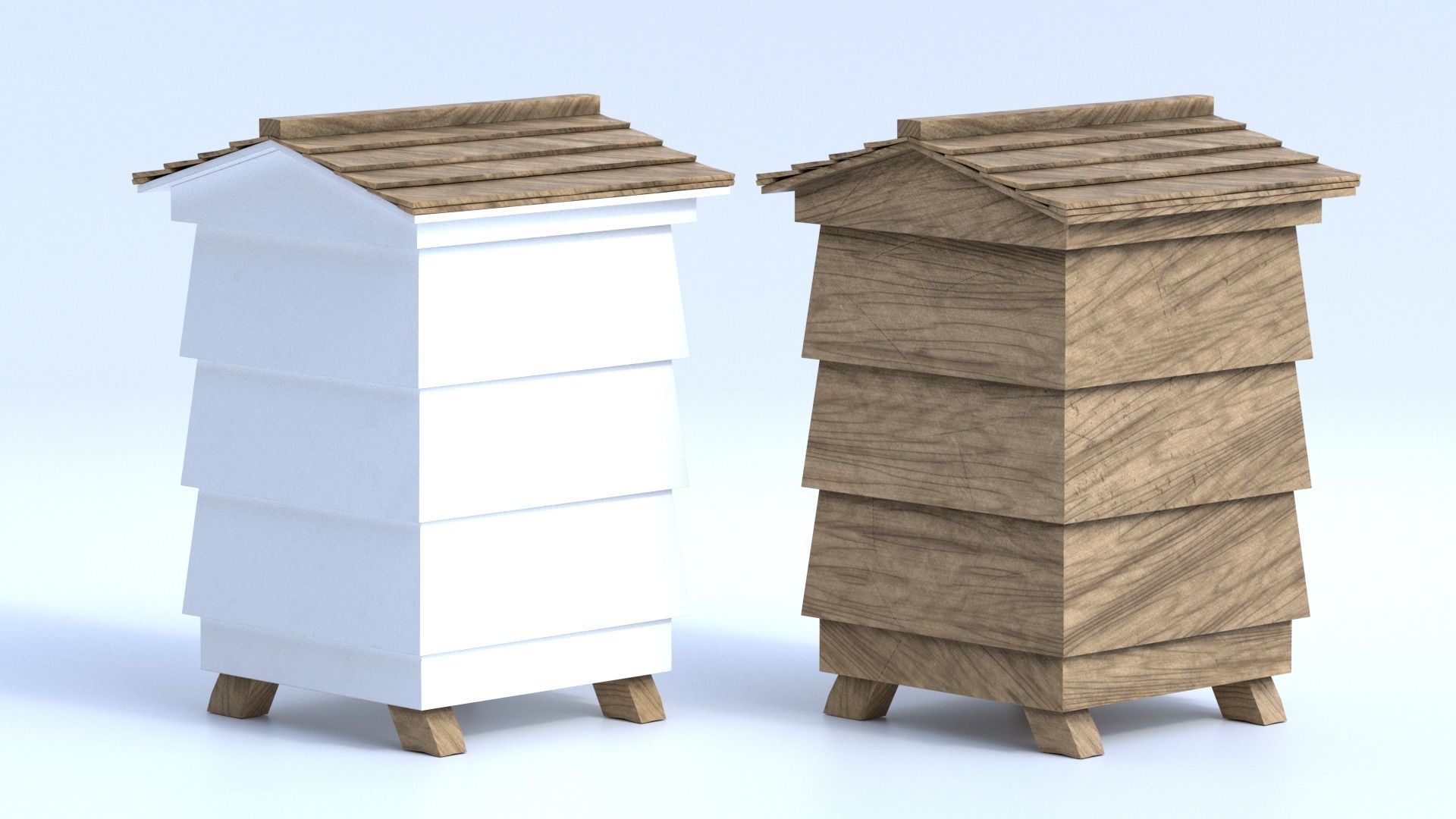Wooden Beehive 3D model_2