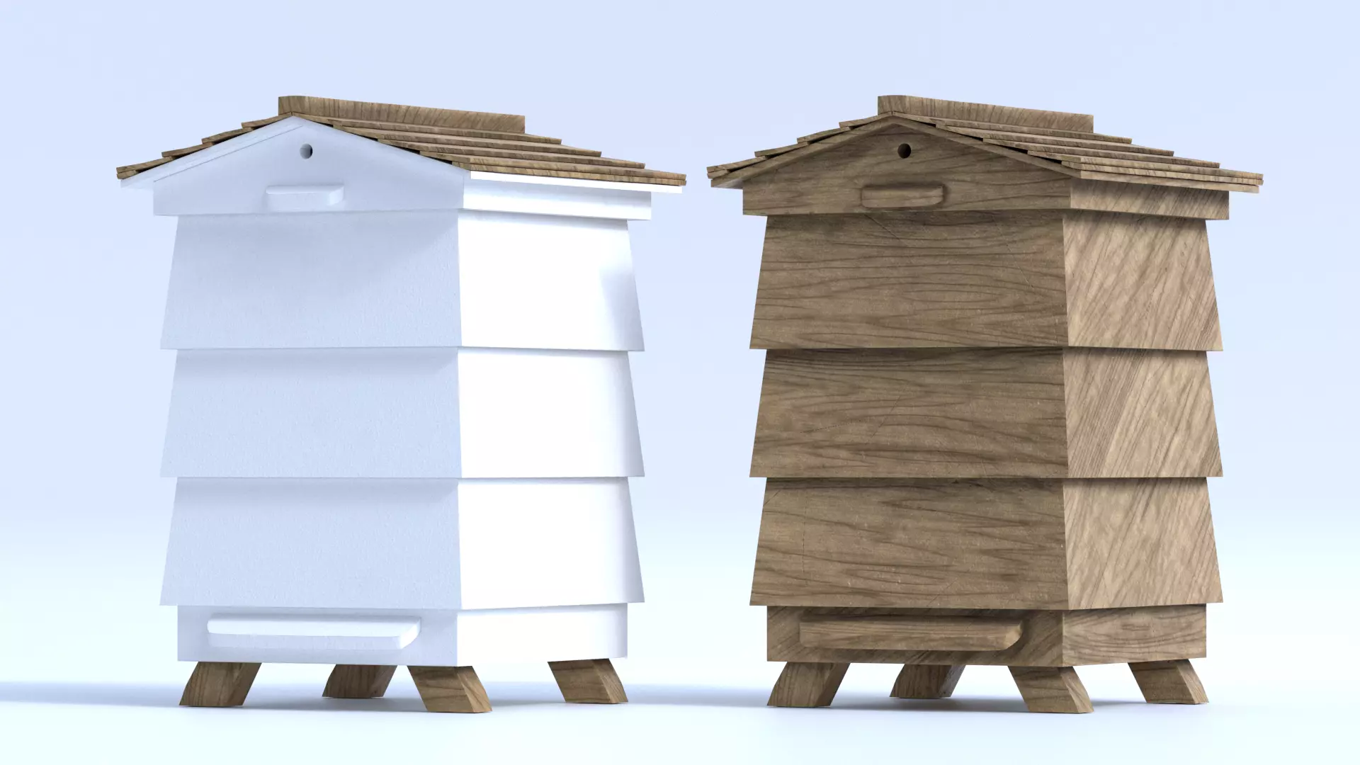 Wooden Beehive 3D model_0