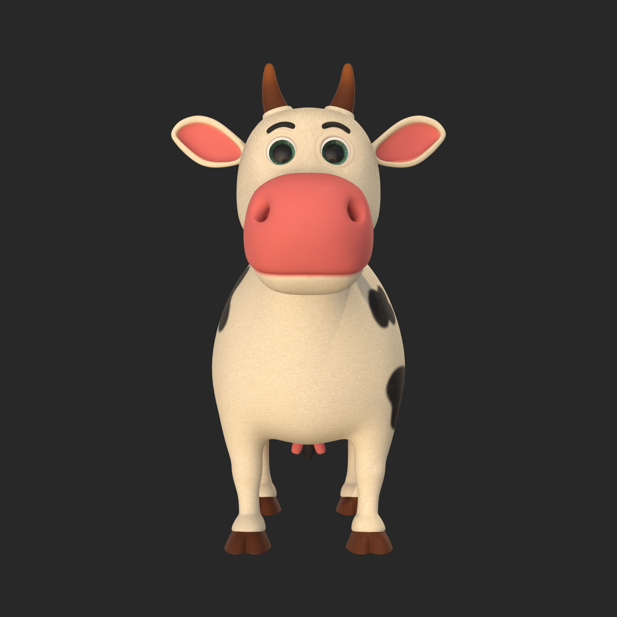 Cartoon Cow V2 Low-poly 3D model_2