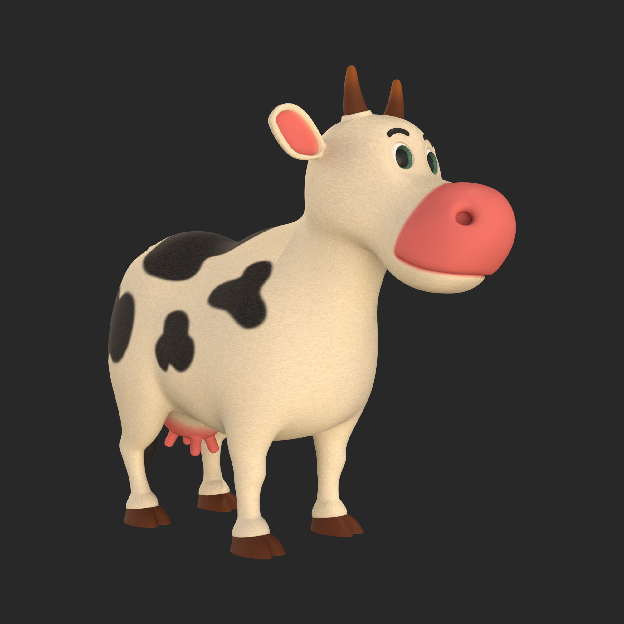 Cartoon Cow V2 Low-poly 3D model_3