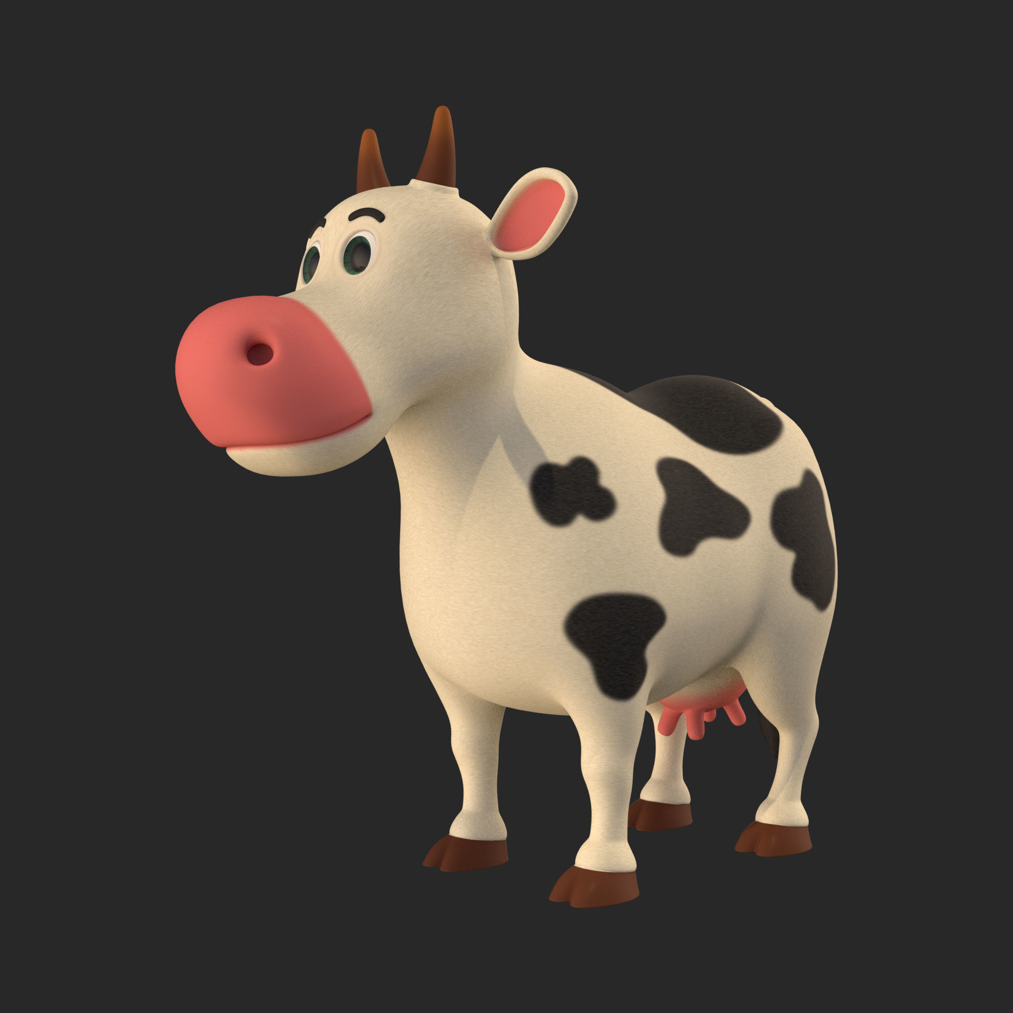 Cartoon Cow V2 Low-poly 3D model_9