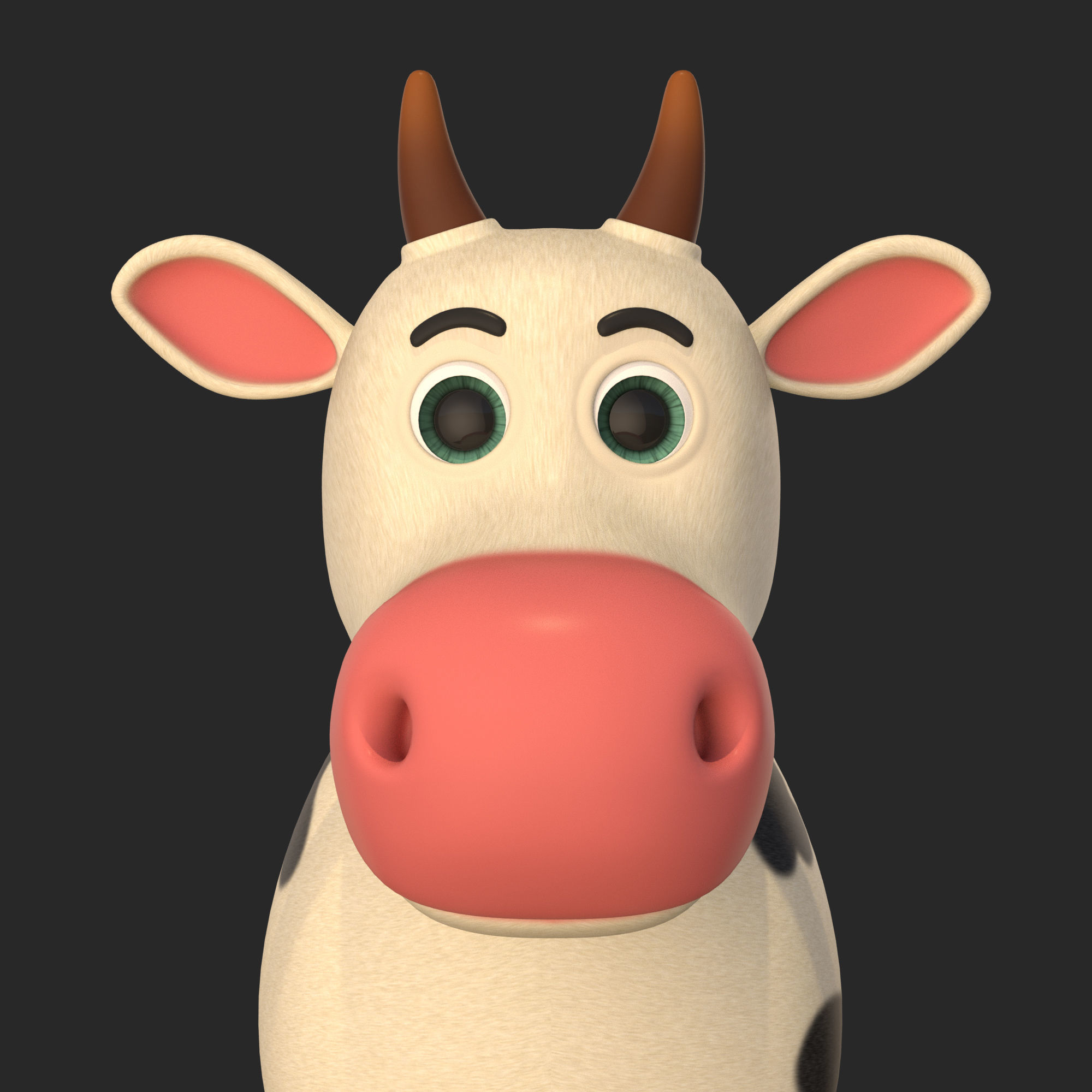 Cartoon Cow V2 Low-poly 3D model_1
