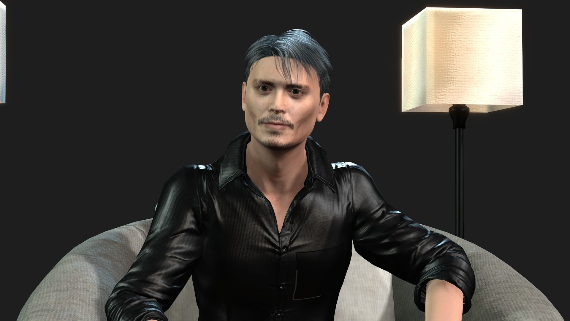johnny depp 2 3D model Ready for animation with animation 3D model_2