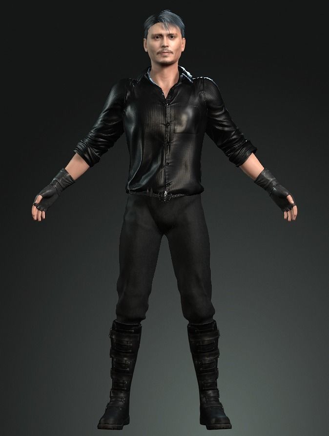 johnny depp 2 3D model Ready for animation with animation 3D model_10