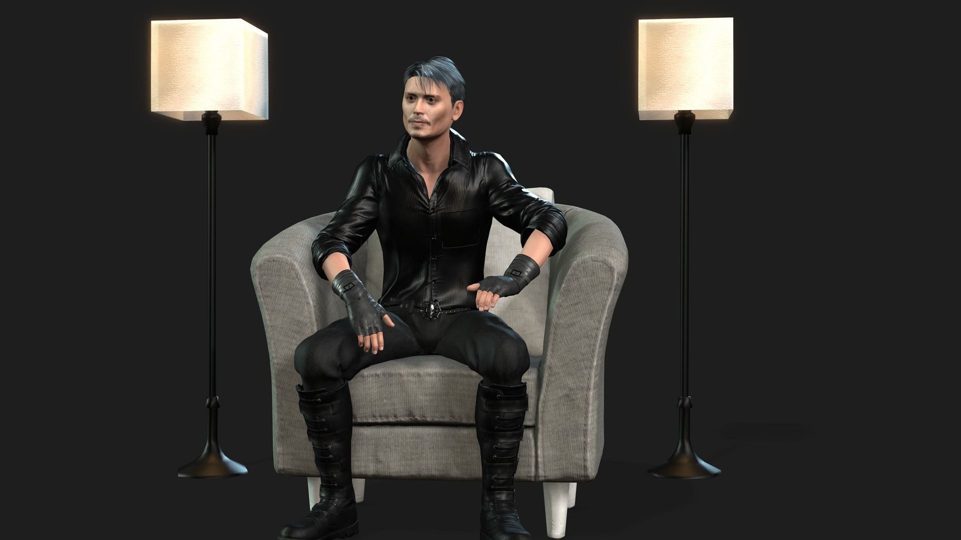 johnny depp 2 3D model Ready for animation with animation 3D model_3