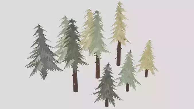 Low Poly Trees pine tree in snow
