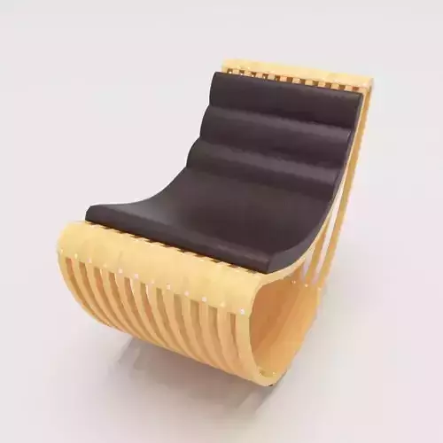 Chair rocking made of bamboo and leather