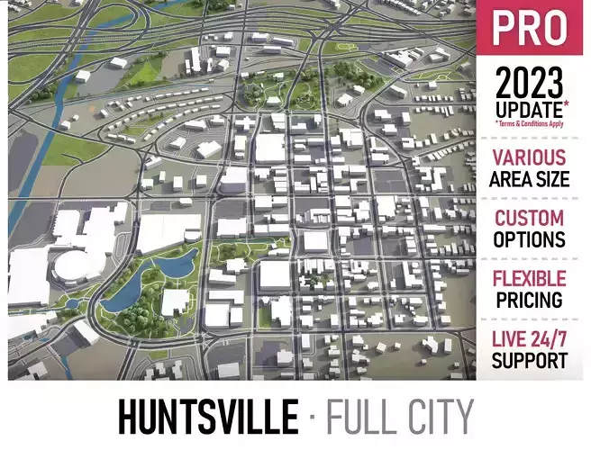 Huntsville Low-poly 3D model