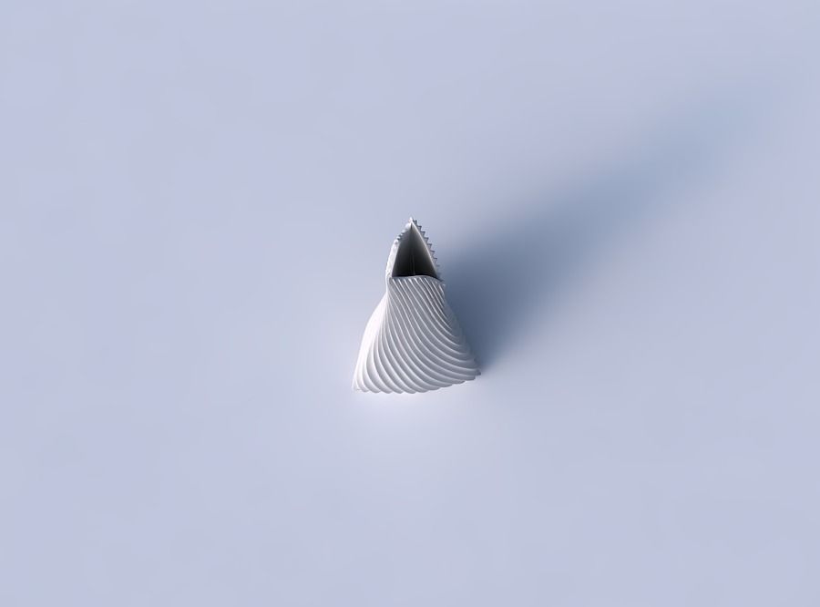 Vase grounded tilted triangle with bent extruded lines 3 3D print model_2