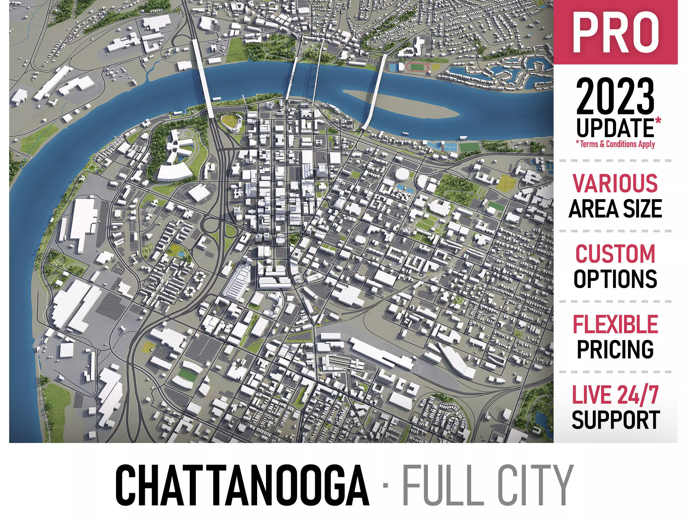 Chattanooga Low-poly 3D model