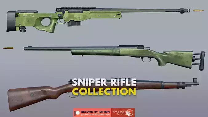 Weapon - Gun - Sniper Rifle Pack Bundle 3D Model Collection