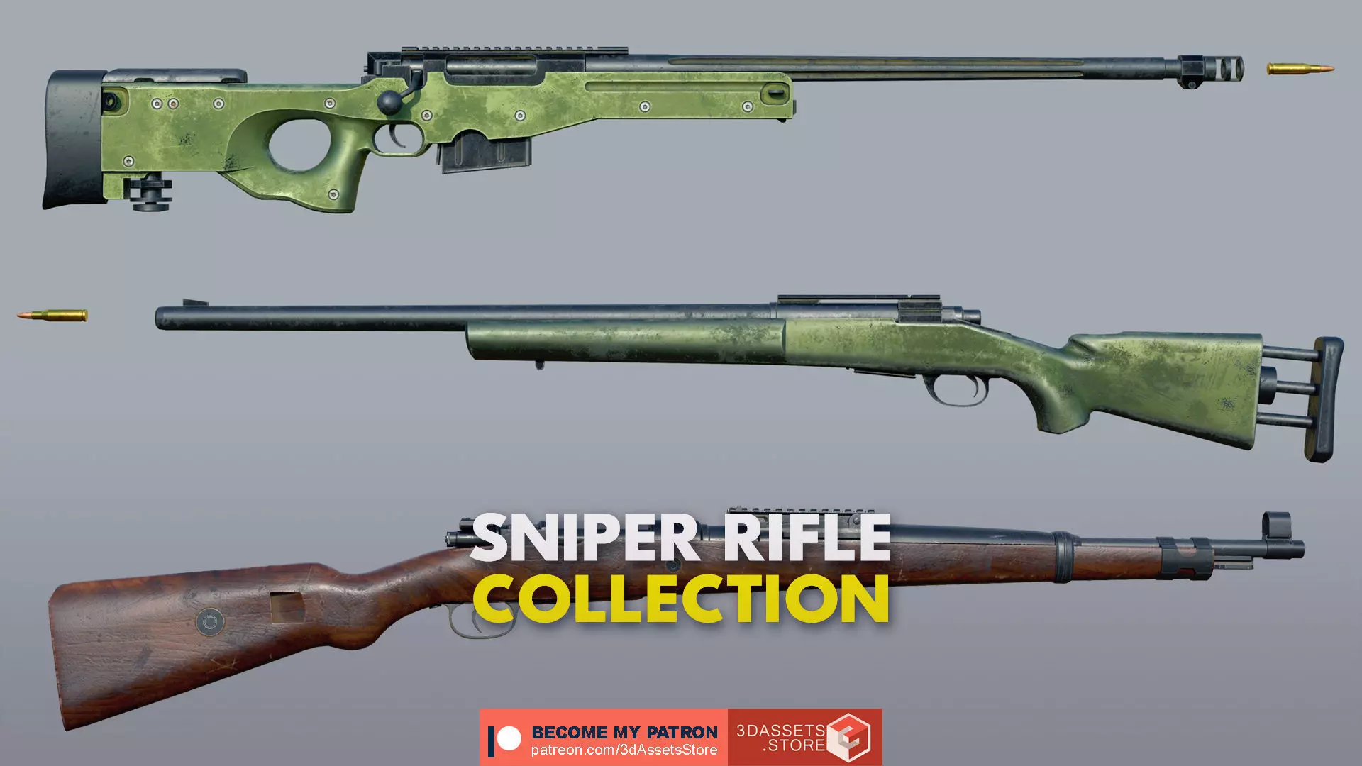 Weapon - Gun - Sniper Rifle Pack Bundle 3D Model Collection_0