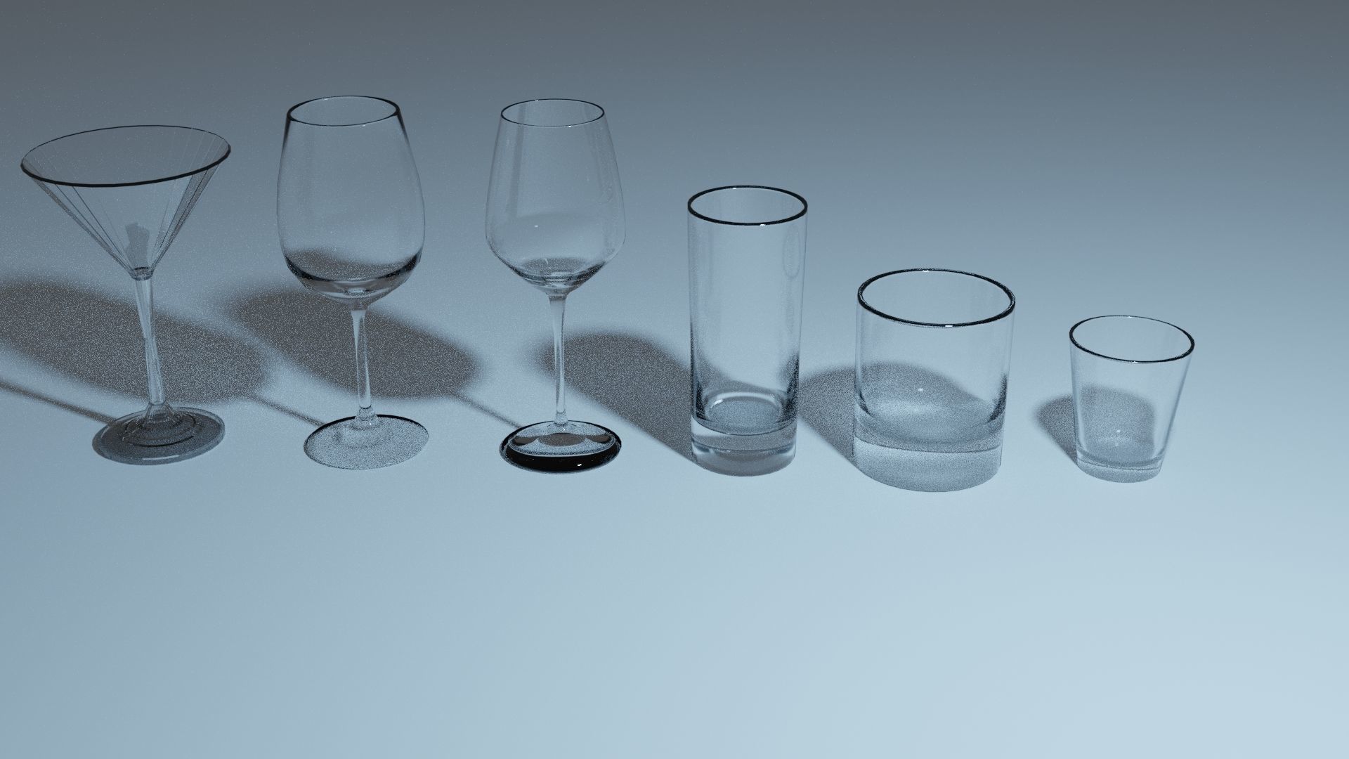 glass set clear Low-poly 3D model_1