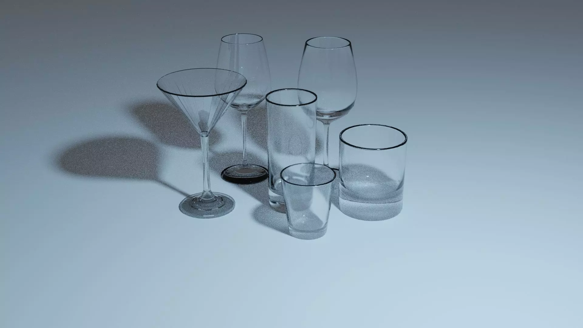 glass set clear Low-poly 3D model_0