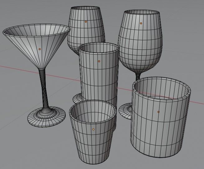 glass set clear Low-poly 3D model_2