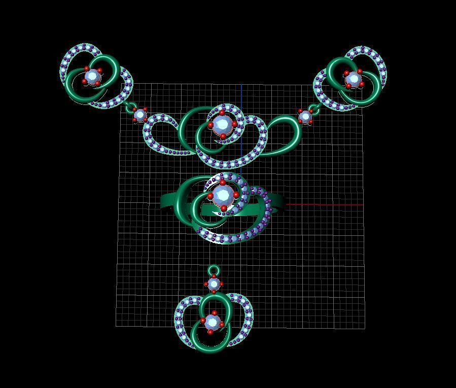 Gold Set necklace and earrings with diamonds 3D print model_1