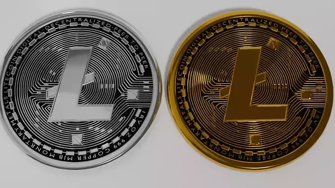 Litecoin cryptocurrency coin with letter l