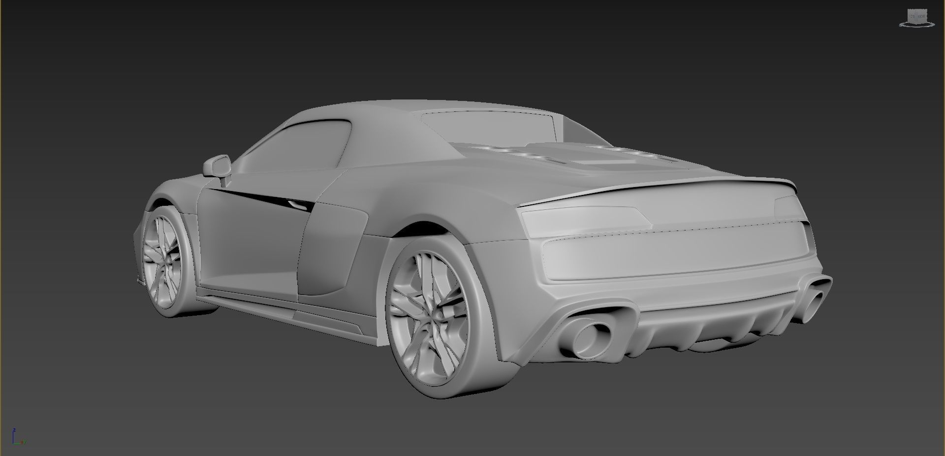 Audi R8 2020 on a small scale 3D print model_1
