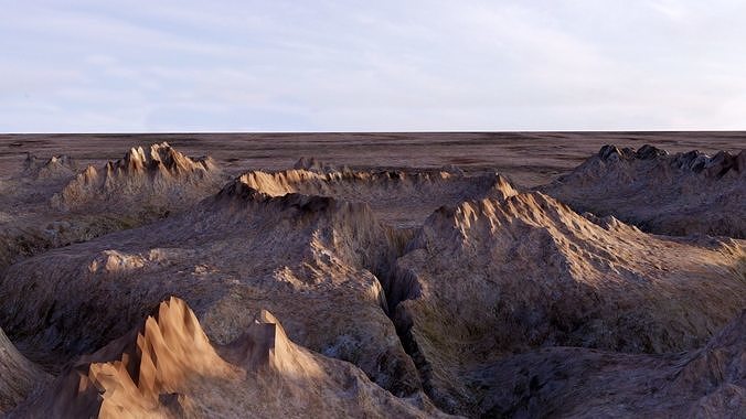 Crater desert landscape with rock formations 3D model
