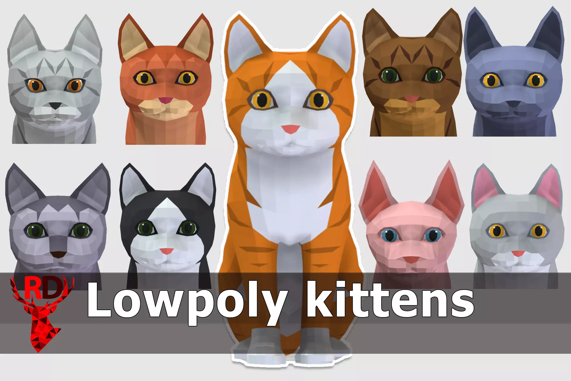 LowPoly Kittens Pack Low-poly 3D model_0