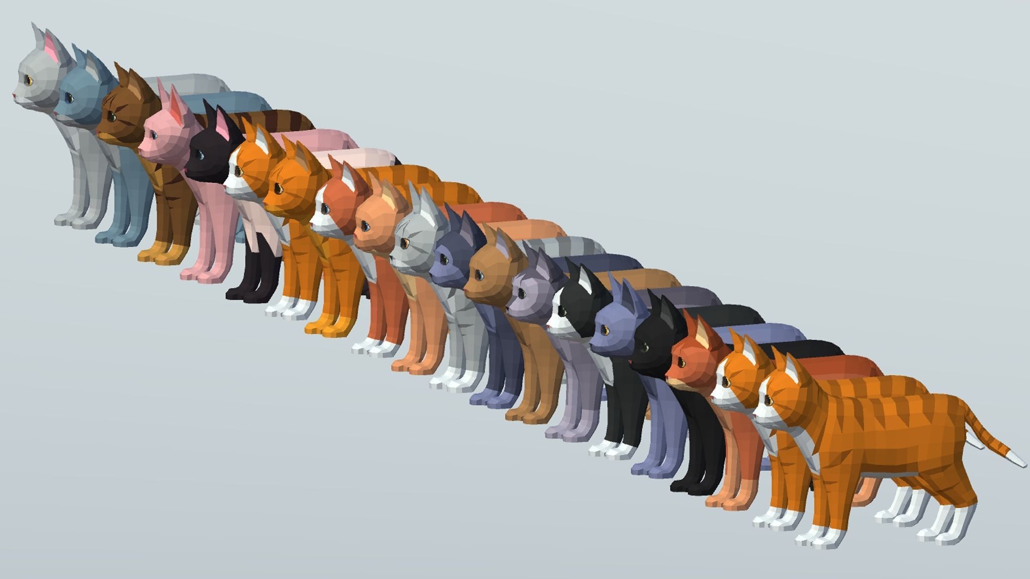 LowPoly Kittens Pack Low-poly 3D model_3