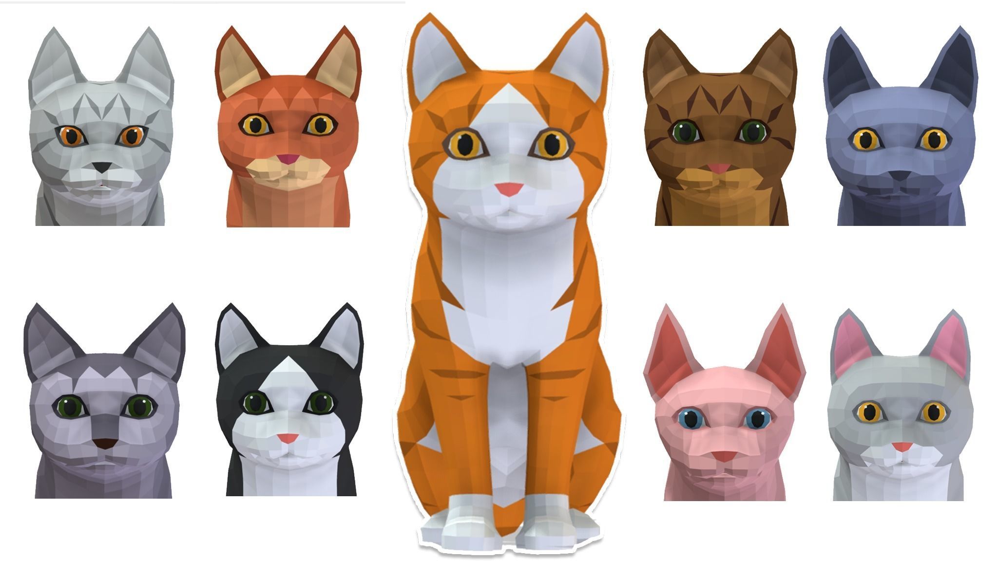 LowPoly Kittens Pack Low-poly 3D model_1