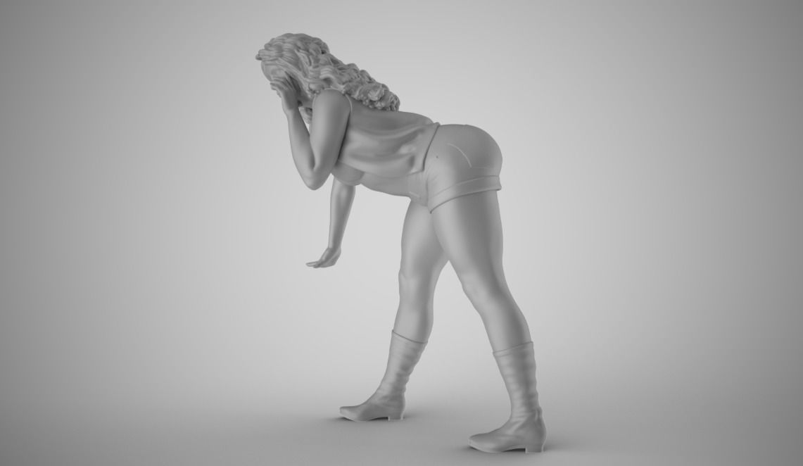 Girl Leaning Hand 3 3D print model_2