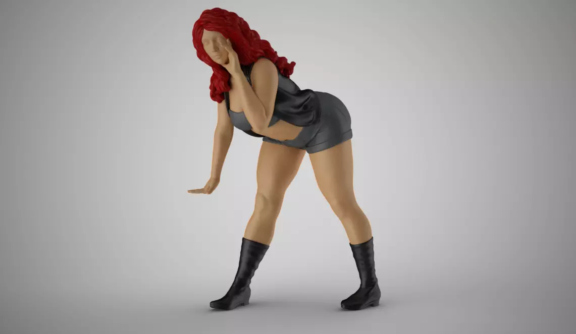 Girl Leaning Hand 3 3D print model_0