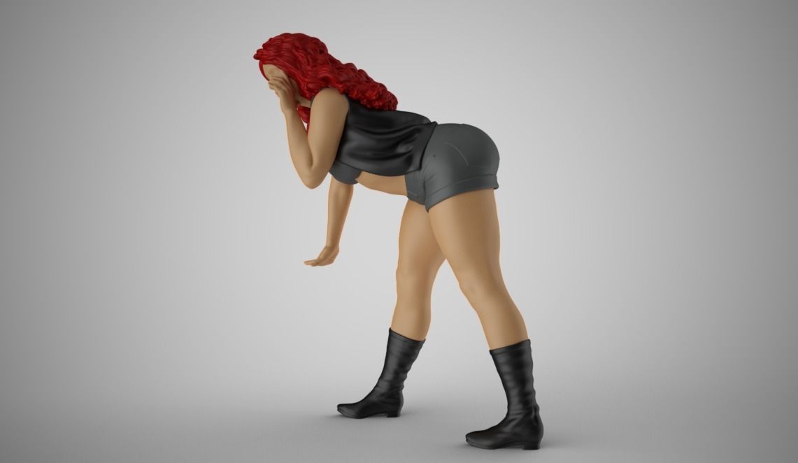 Girl Leaning Hand 3 3D print model_10