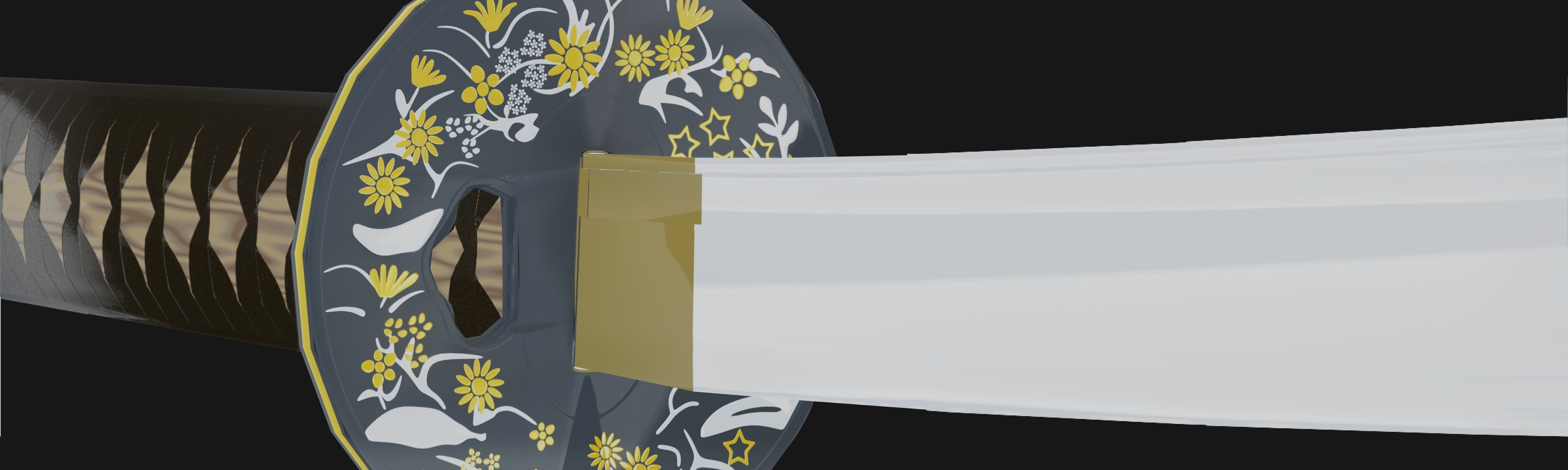 Katana sword Low-poly 3D model_8