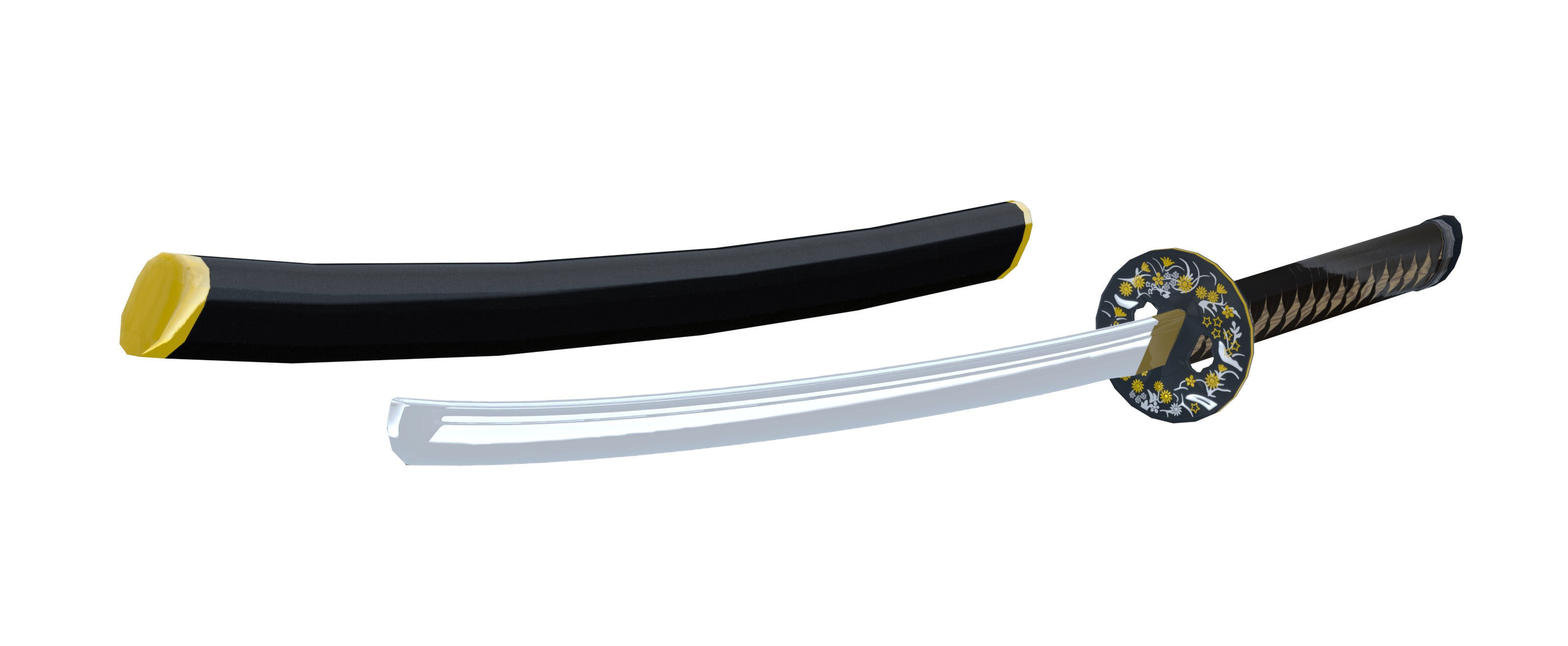 Katana sword Low-poly 3D model_2