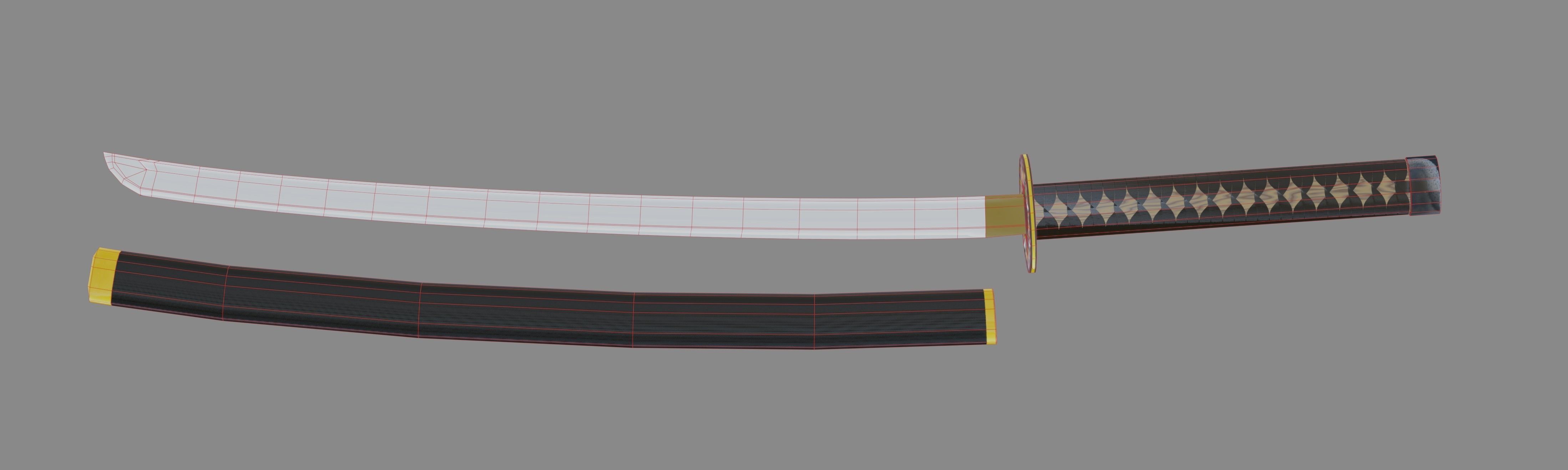 Katana sword Low-poly 3D model_13