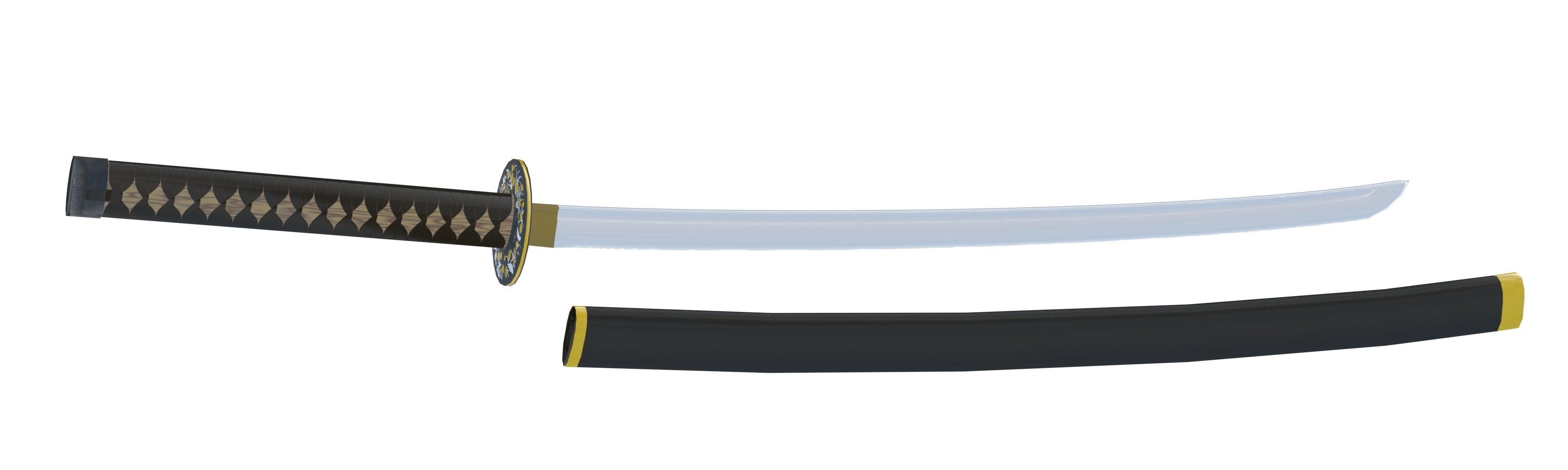 Katana sword Low-poly 3D model_3
