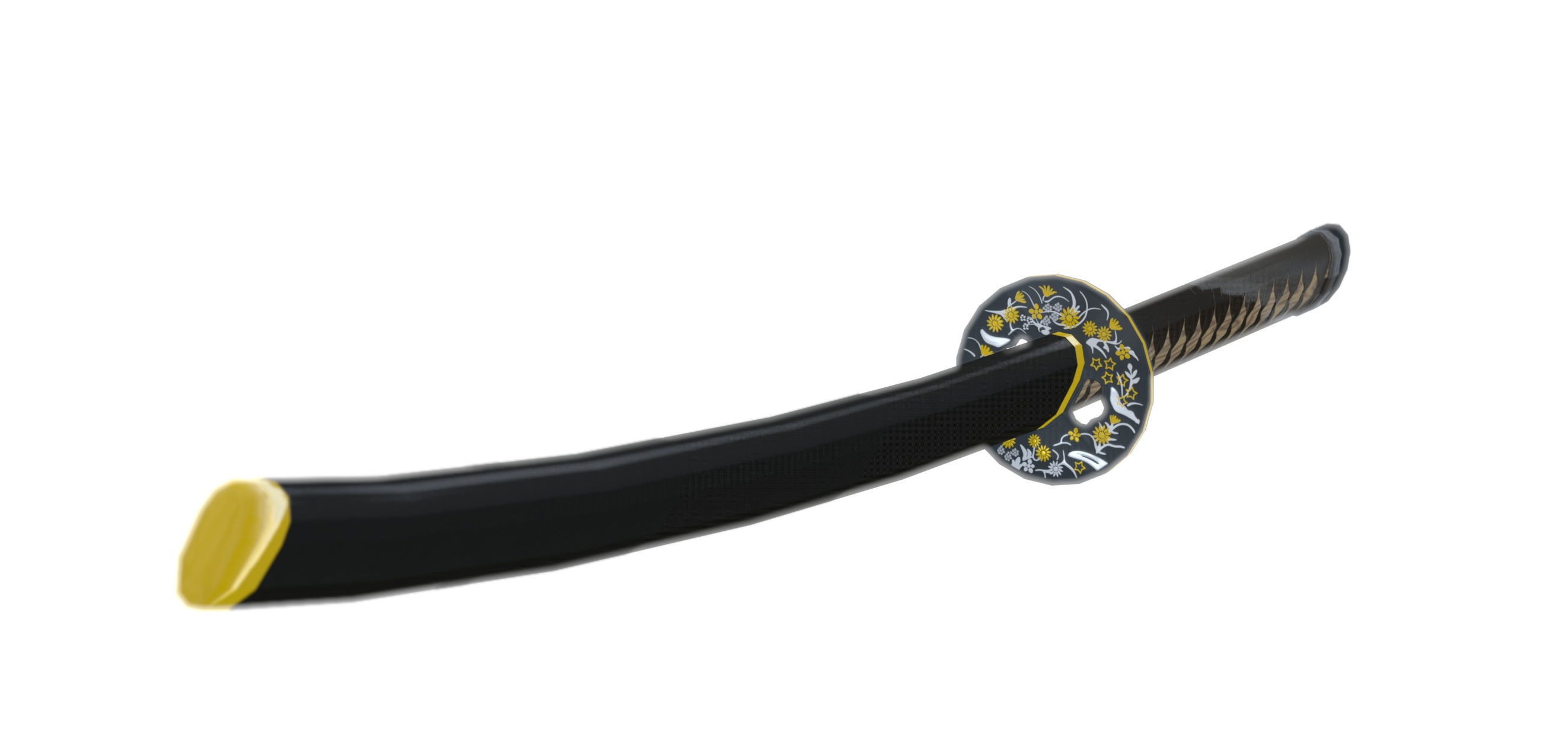 Katana sword Low-poly 3D model_1