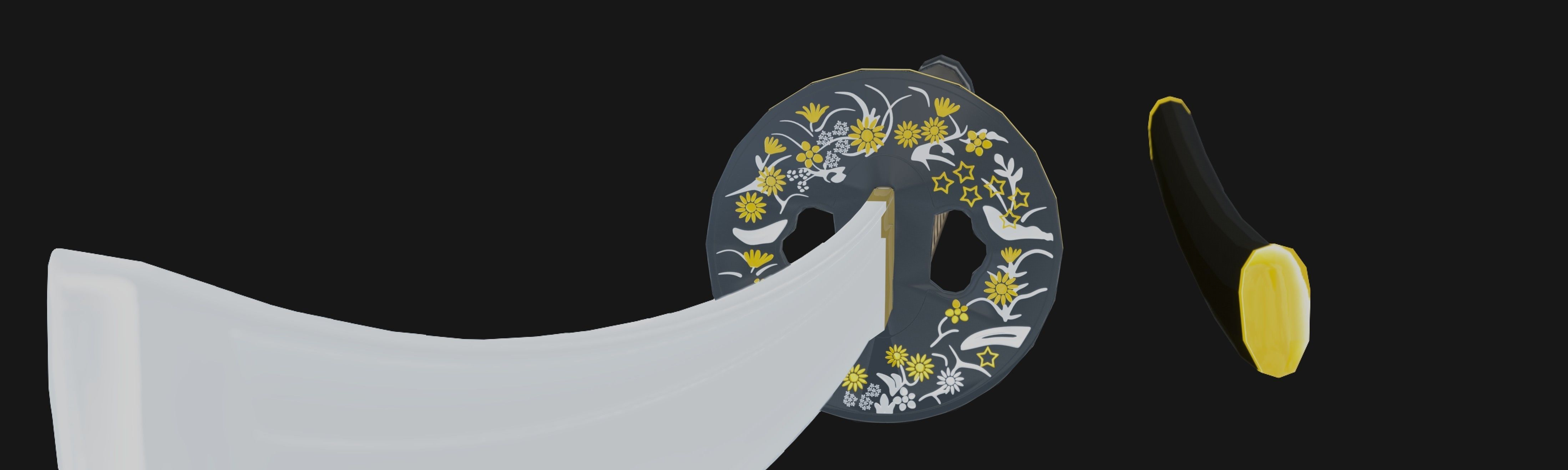 Katana sword Low-poly 3D model_9